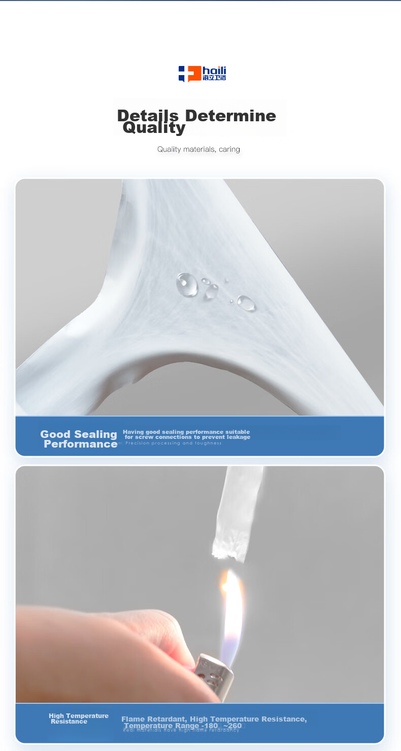 Haili PTFE Thickened Sealing Waterproof Tape, Gas Birth Tape, Angle Valve Kitchen And Bathroom Accessories L100 6