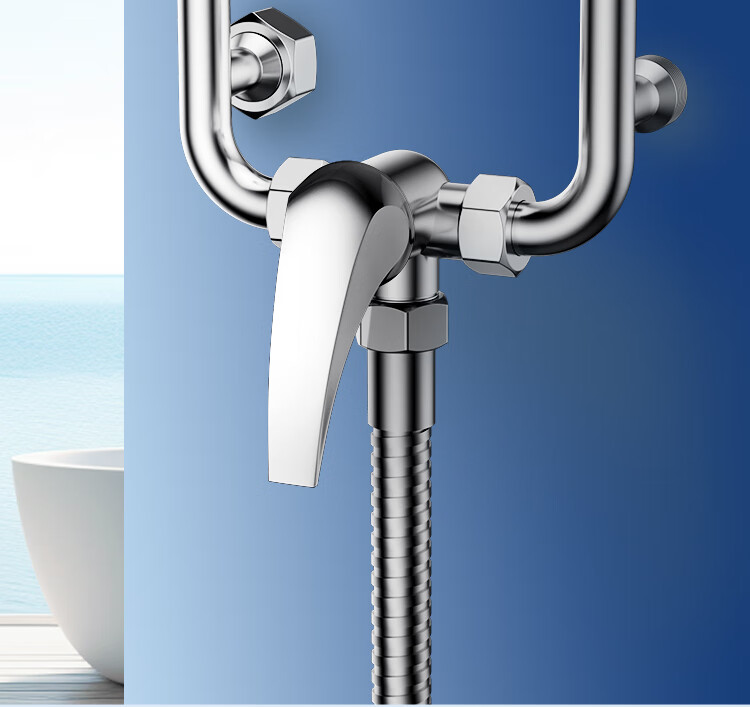 MEJUE Electric Water Heater Mixing Valve, Surface-Mounted Shower Faucet U-Shaped Shower Head Bathing Switch, Copper Body Z-013192 2