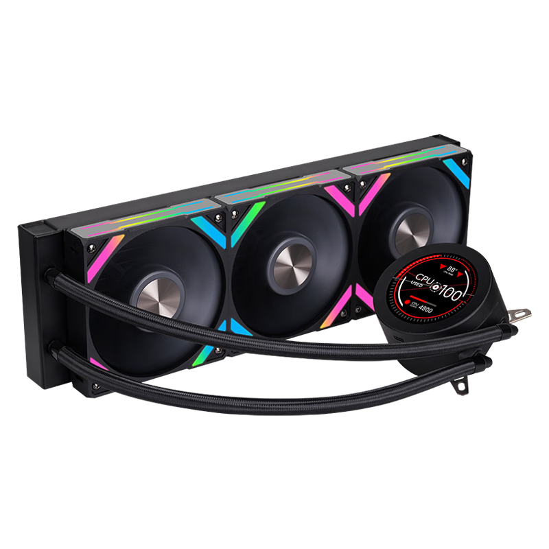 SAMA Second Generation XW360D-PLUS Standard Fan Black Integrated 360 Water-Cooled CPU Cooler (2.8-Inch Large Round LCD Screen)