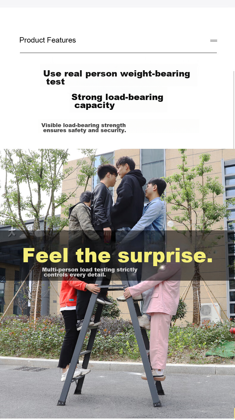 Cenggao Aluminum Alloy Household A-Frame Ladder, Foldable Engineering Ladder, Warehouse Industrial Ladder, Deep Space Gray Reinforced And Sturdy Model, 5 Steps 13