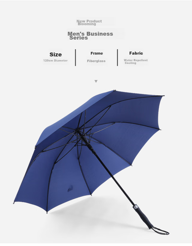 MAYDU Large Straight Handle Umbrella, 1.2 Meters Automatic Opening, Men's Business Umbrella M1125, Black 2