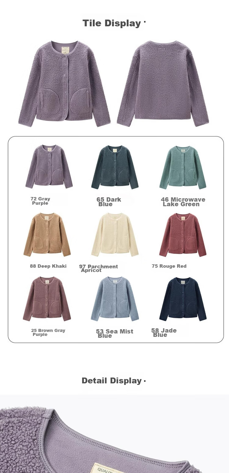 Giordano Women's Teddy Fleece Warm Fashionable Crew Neck Loose Cardigan Jacket 05372859 19