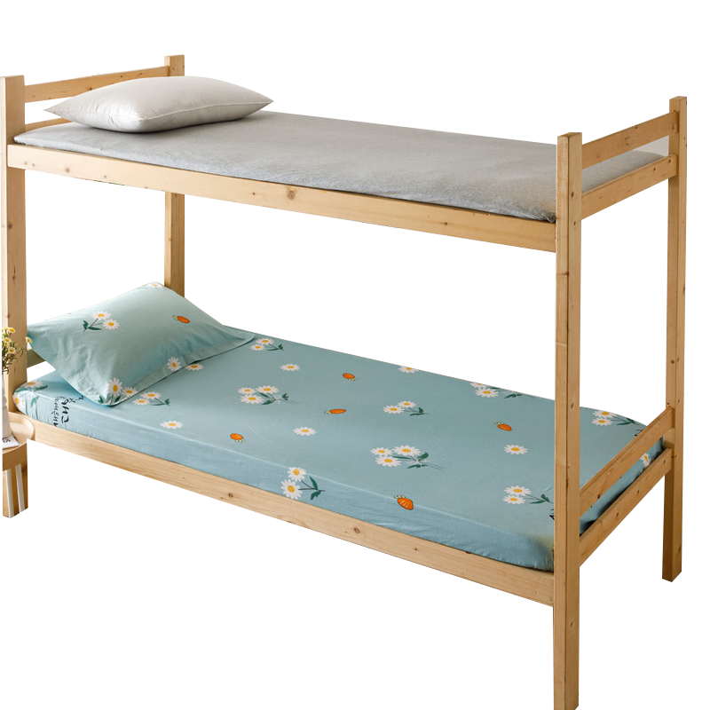 Hengyuanxiang Pure Cotton Fitted Sheet Single Piece, Student Dormitory Mattress Cover, Single Bed Sheet for Dormitory, Blue, 100*200cm