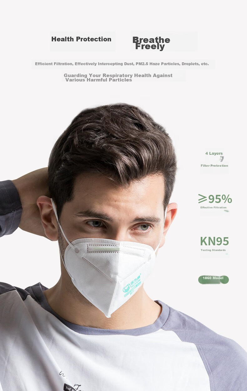 Baoweikang 1860 Ear-Loop KN95 Mask, 3D Protective Mask, Anti-Splash And Dust Mask, Grinding And Renovation Industrial Dust PM2.5 Protective Mask (1 Box of 60 Pieces) 10