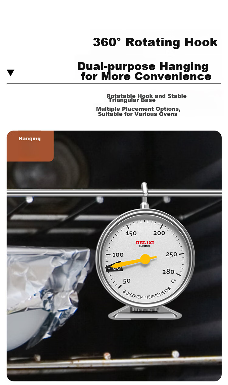 DELIXI ELECTRIC 304 Stainless Steel Oil Thermometer, 20-280°C, for Kitchen Baking And Deep Frying, Quick Temperature Measurement, No Battery Required 9