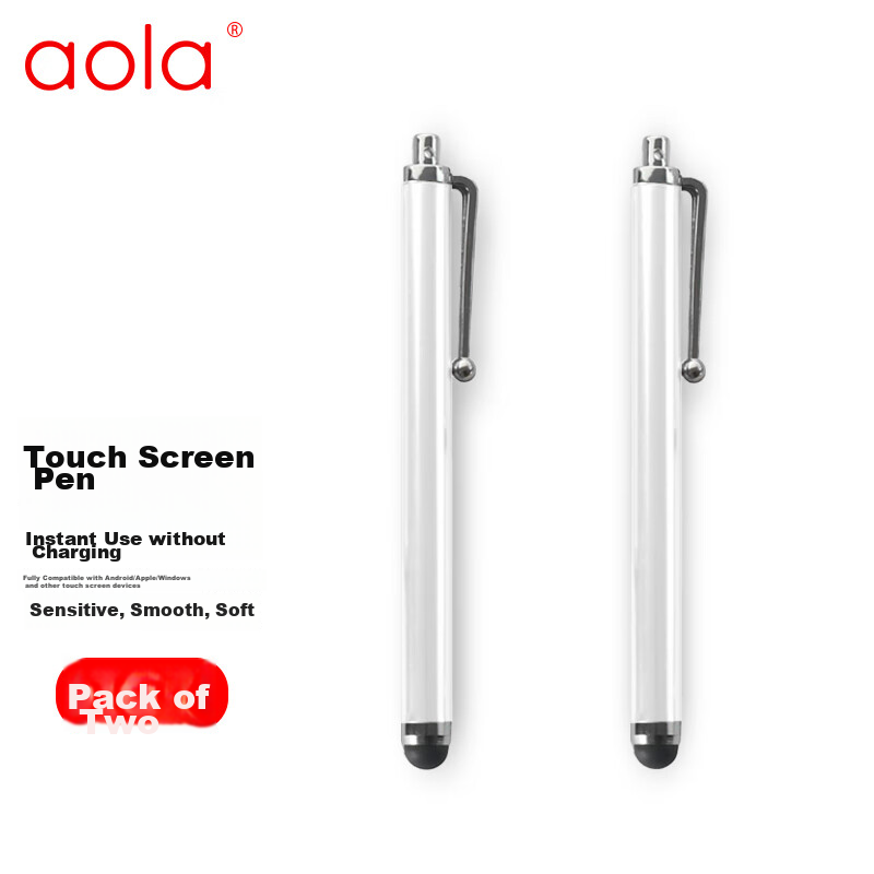 Aolang Capacitive Stylus for IPad, Mobile Handwriting Pen for IPad Air Tablet, Apple/Android Touch Pen with Lanyard Function, Two-Pack in Pearl White