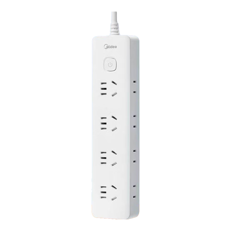 Midea New National Standard Power Strip with Switch / Extension Cord / Surge Protector / Power Bar / Cable Reel, Master Control 8 Outlets, Side Insertion, Total Length 1.8 Meters EP3KC45