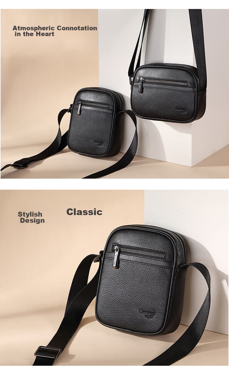 CROCODILE Top-Grain Leather Youth Shoulder Bag, Men's Fashionable Phone Pouch, Versatile Crossbody Small Bag, Birthday Gift T2397 2