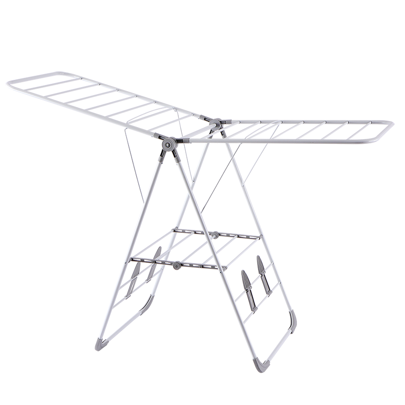 Ourunzhe Foldable Clothes Drying Rack, Indoor/outdoor Wing-Shaped Laundry Hanger for Balcony, Gray XL Versio