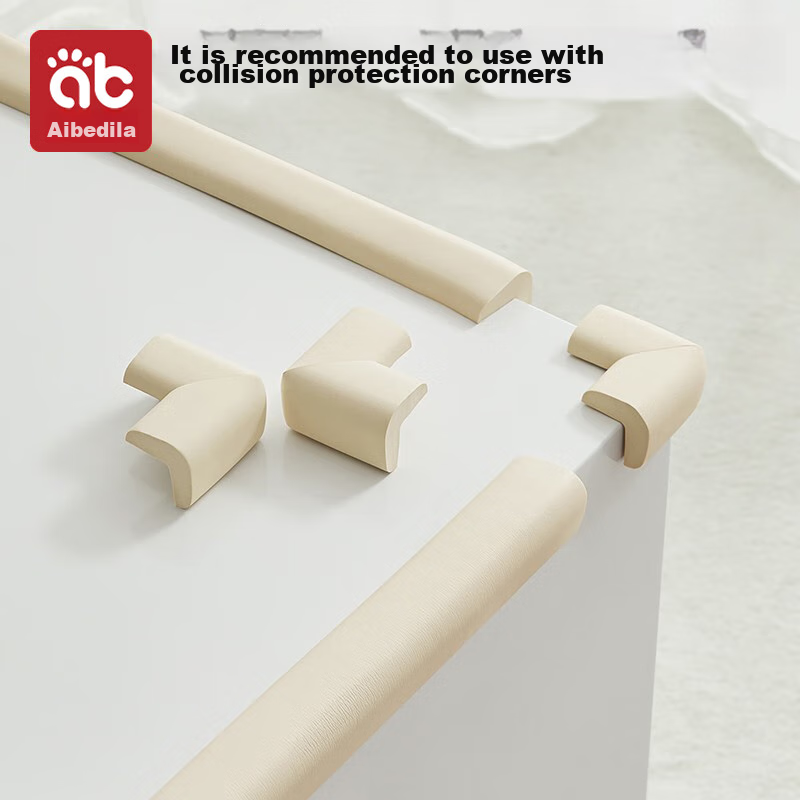 AIBEDILA Anti-Collision Strip, Baby Home Use Corner Guard, Table Corner Protector, Safety Edge Guard, Thickened And Widened L-Shaped, Beige, 4 Meters