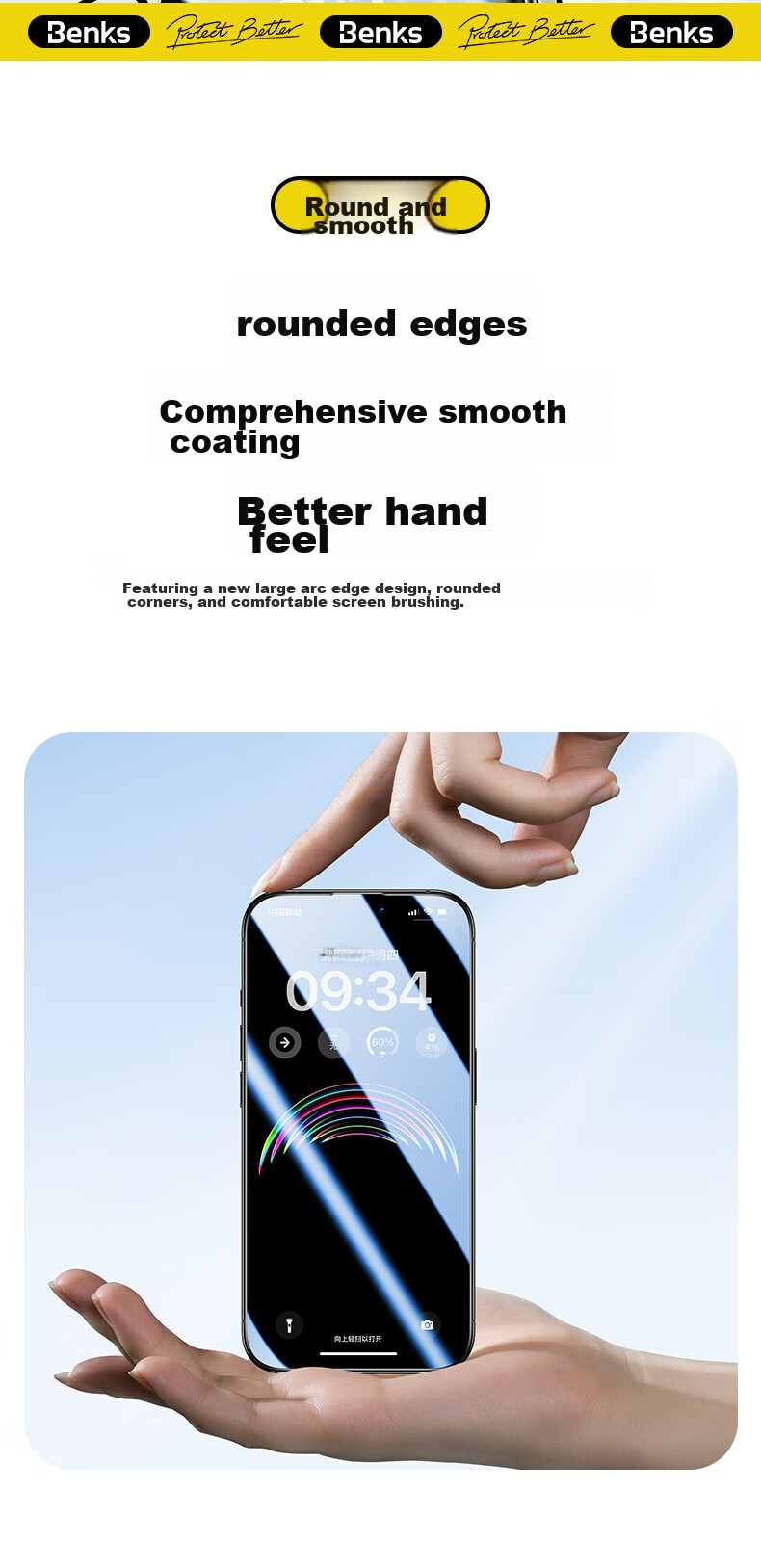 Benks Tempered Glass Screen Protector for IPhone 15 Pro, Anti-Dust, Shockproof, Fingerprint-Resistant, Ultra-Thin Phone Film, HD Clear, 2-Pack 7