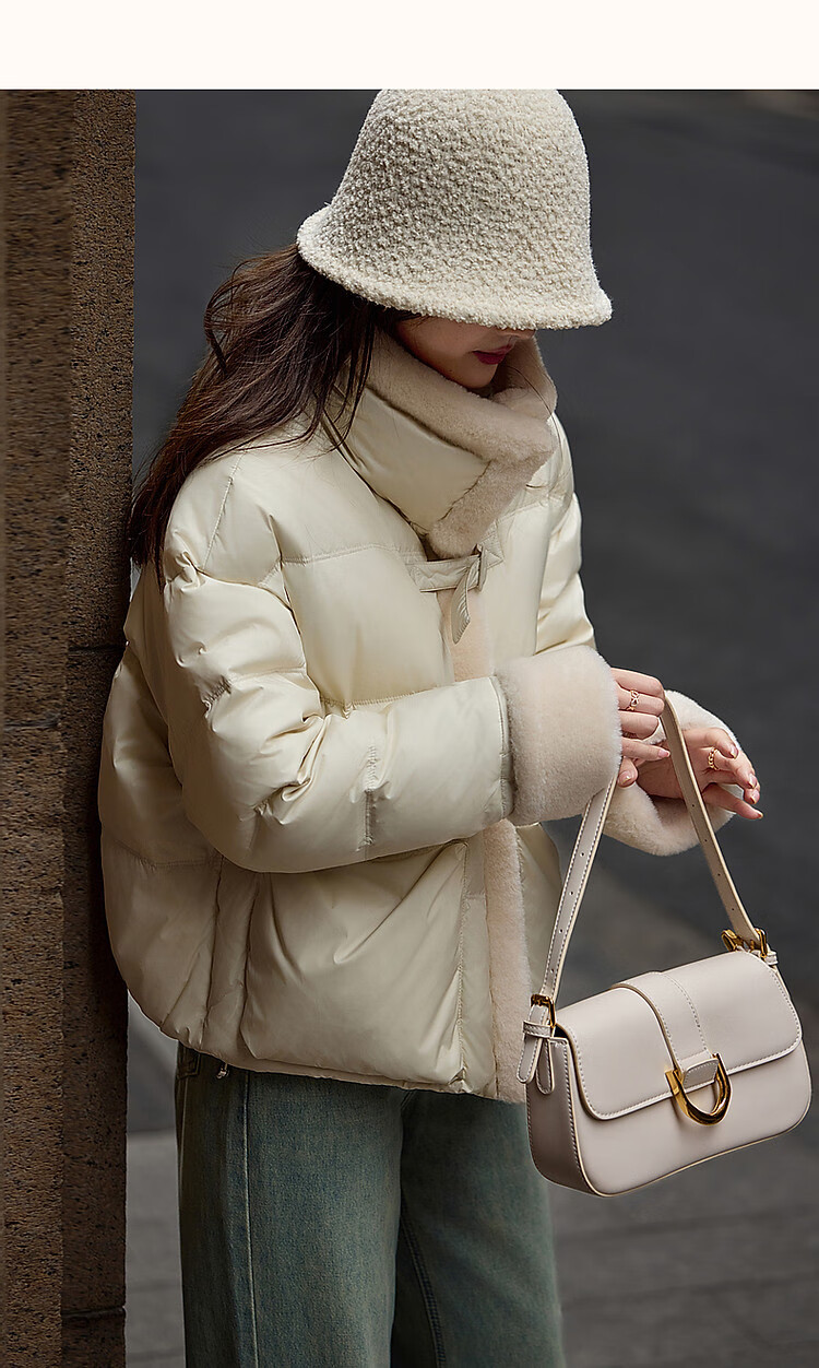 Dme [Xueshan Dushi] Winter 400T Spring Yafang 90% Duck Down Faux Sheepskin Patchwork Women's down Jacket 22