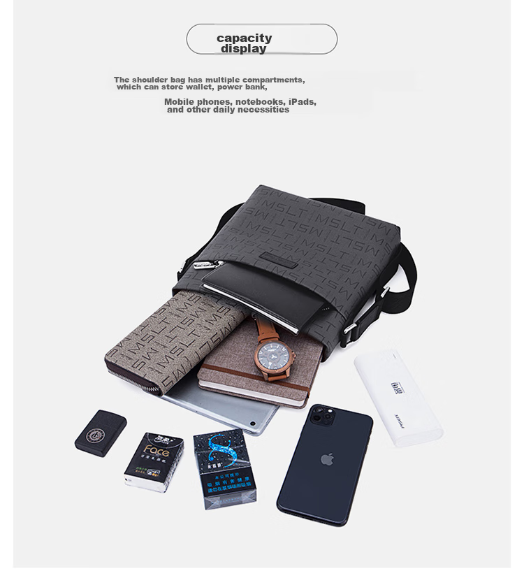 MashaLanti Business Shoulder Crossbody Bag, Portable Men's Bag, Casual Large-Capacity Small Square Bag for Men, Father's Day Gift for Husband 10