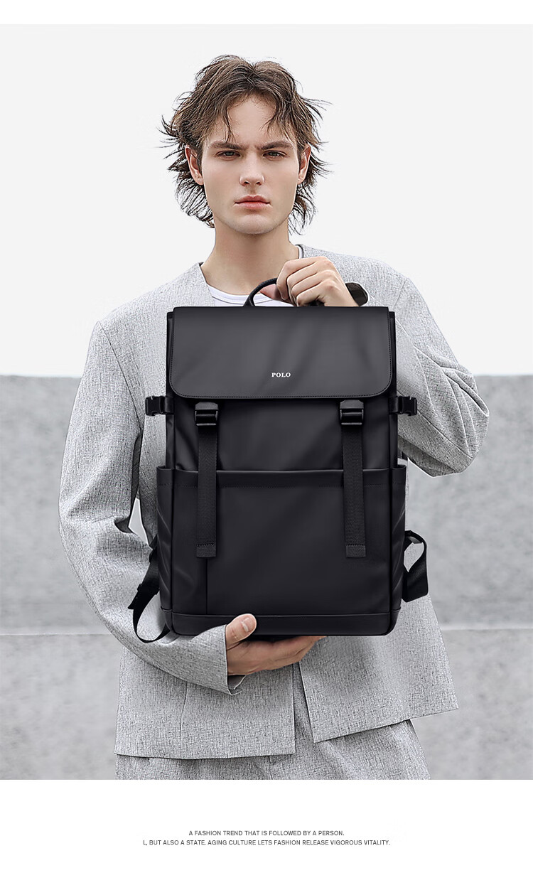 POLO Backpack for Men, Lightweight Travel Backpack with Flip Cover, 15.6/16 Inch Laptop Bag, Business Travel Bag 15