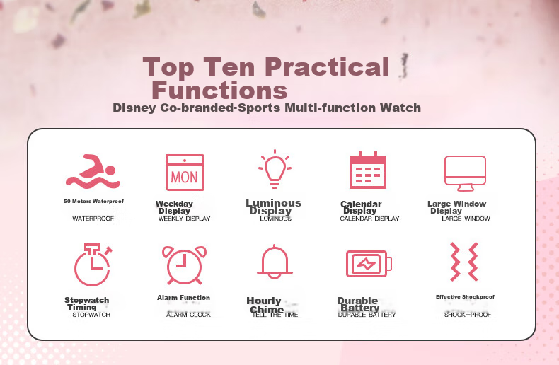Disney Sports Waterproof Watch for Middle And High School Exams Only, Time-Telling Electronic Watch for Primary, Junior High And Senior High School Students And Childre 1
