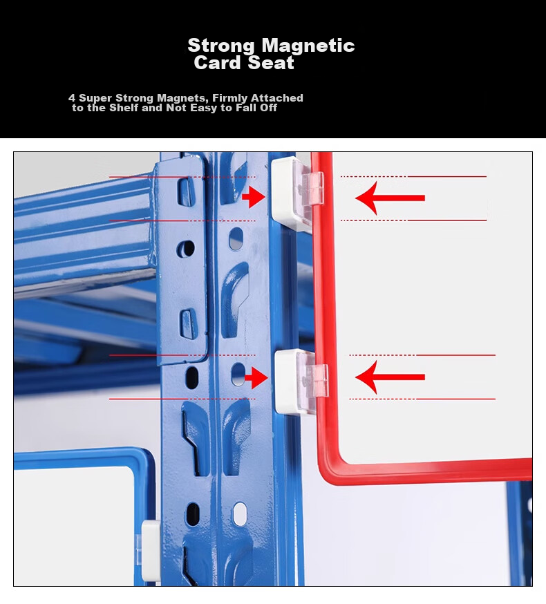 Oumai Magnetic Shelf Labels, Warehouse Storage Area Divider Cards, A5 Blue, Pack of 5, Strong Magnet, Anti-Slip, Horizontal And Vertical Universal Identification Tags, 3C Electronics 5