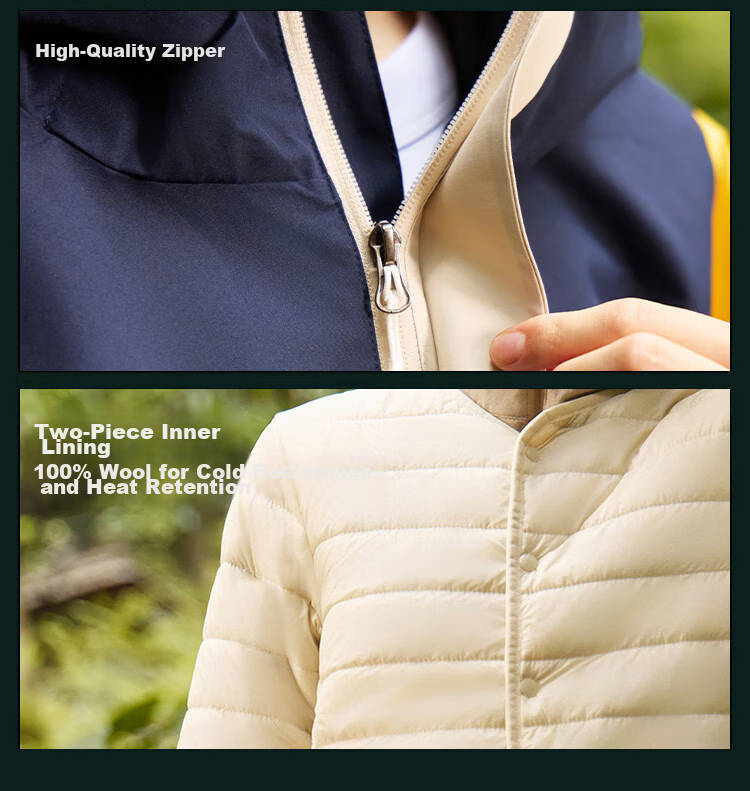 Xiongmaoxiangban Women's And Men's Three-In Jacket, Spring Autumn Winter New Style, Wool Inner Lining, Petite Size, Rainproof Windproof Mountaineering Jacket 14