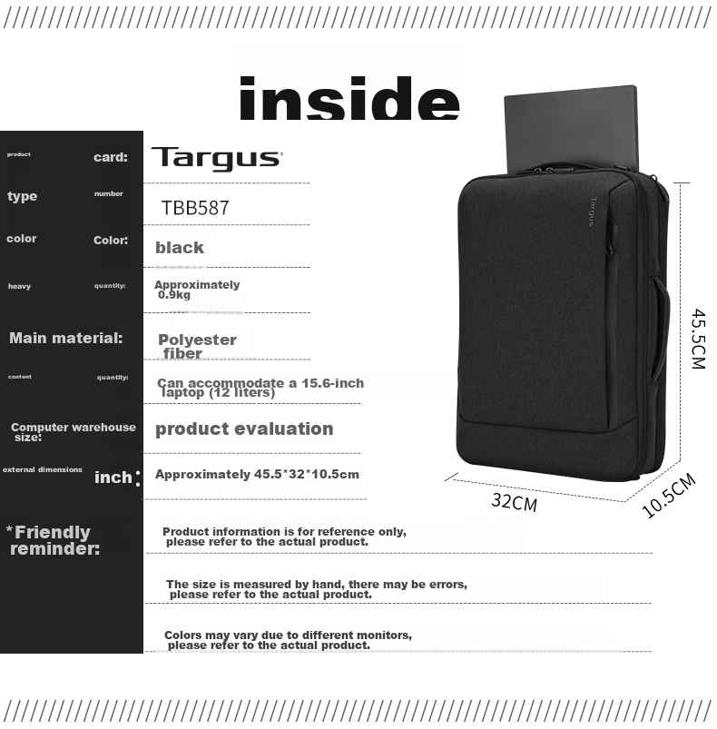 TARGUS Laptop Backpack, 15.6-Inch Business Backpack, Single Shoulder Crossbody Briefcase, Multi-Purpose Bag, Black, 587 6