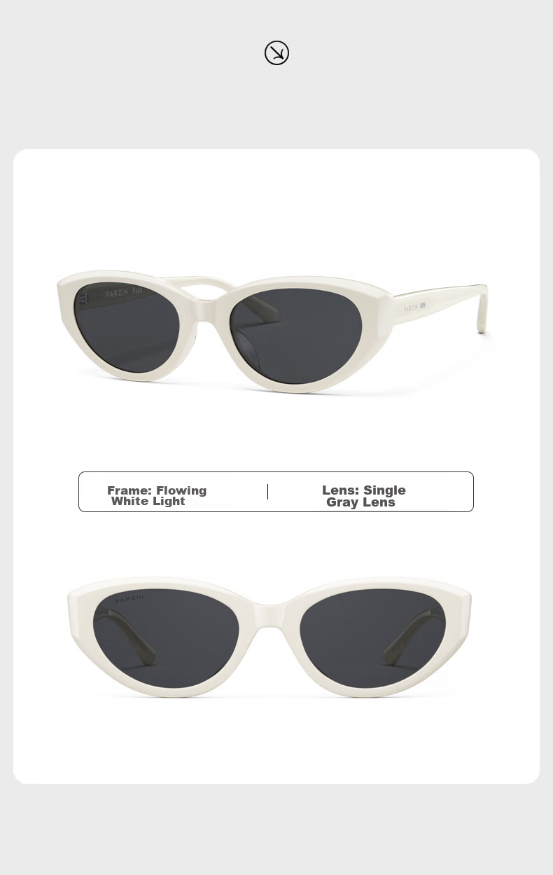 PARZIN Sunglasses, Fan Chengcheng Style Fashionable Cat-Eye Narrow Frame Glasses, Sun Protection Driving Sunglasses, PZ12733 17
