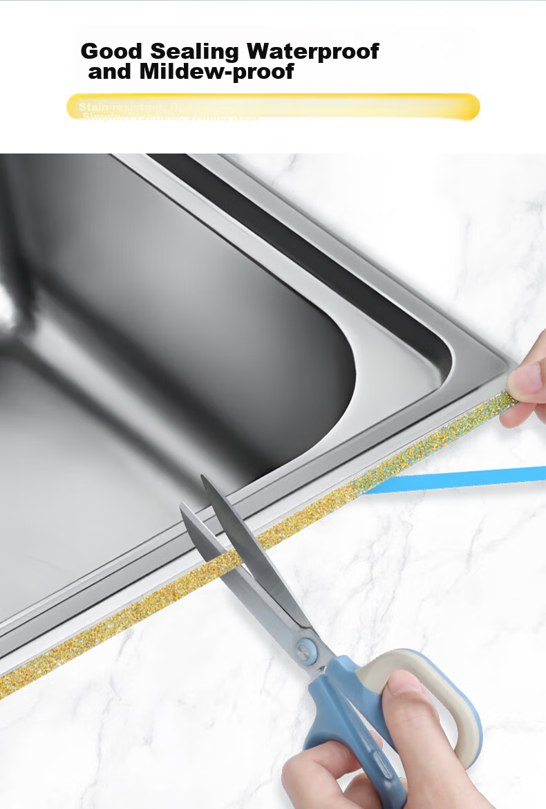 Mileqi Tile Gap Sealing Strip, Kitchen Sink Stove Floor Gap Adhesive, Waterproof Mold-Proof Moisture-Resistant, Water-Resistant No-Curling Edge, Strong Adhesion, Pearl Black, 8mm Wide * 6m Long * 1 Roll 12