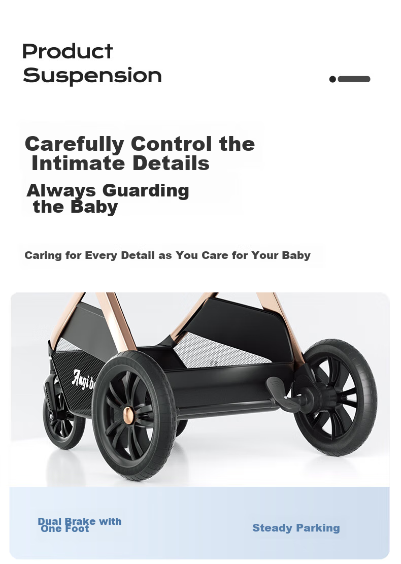 ANGI BABY Stroller with High View, Reversible Seats, Reclining Positions, Shock Absorption, Foldable, Suitable for Newborns to 3 Years Old 27