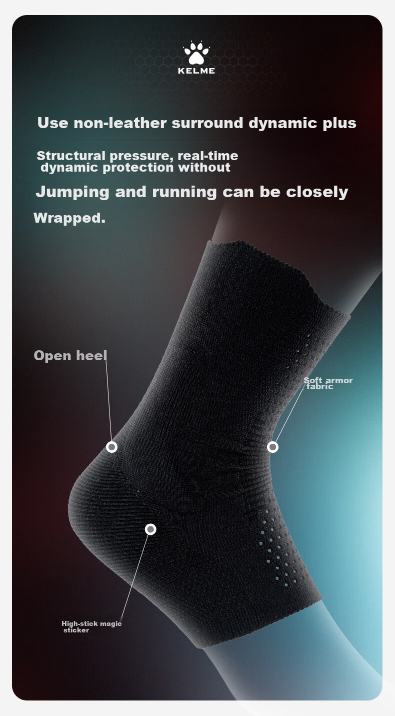 KELME Basketball Ankle Support Sleeve for Men, Football Anti-Sprain Fixation Brace, Black, L (1 Piece) 5