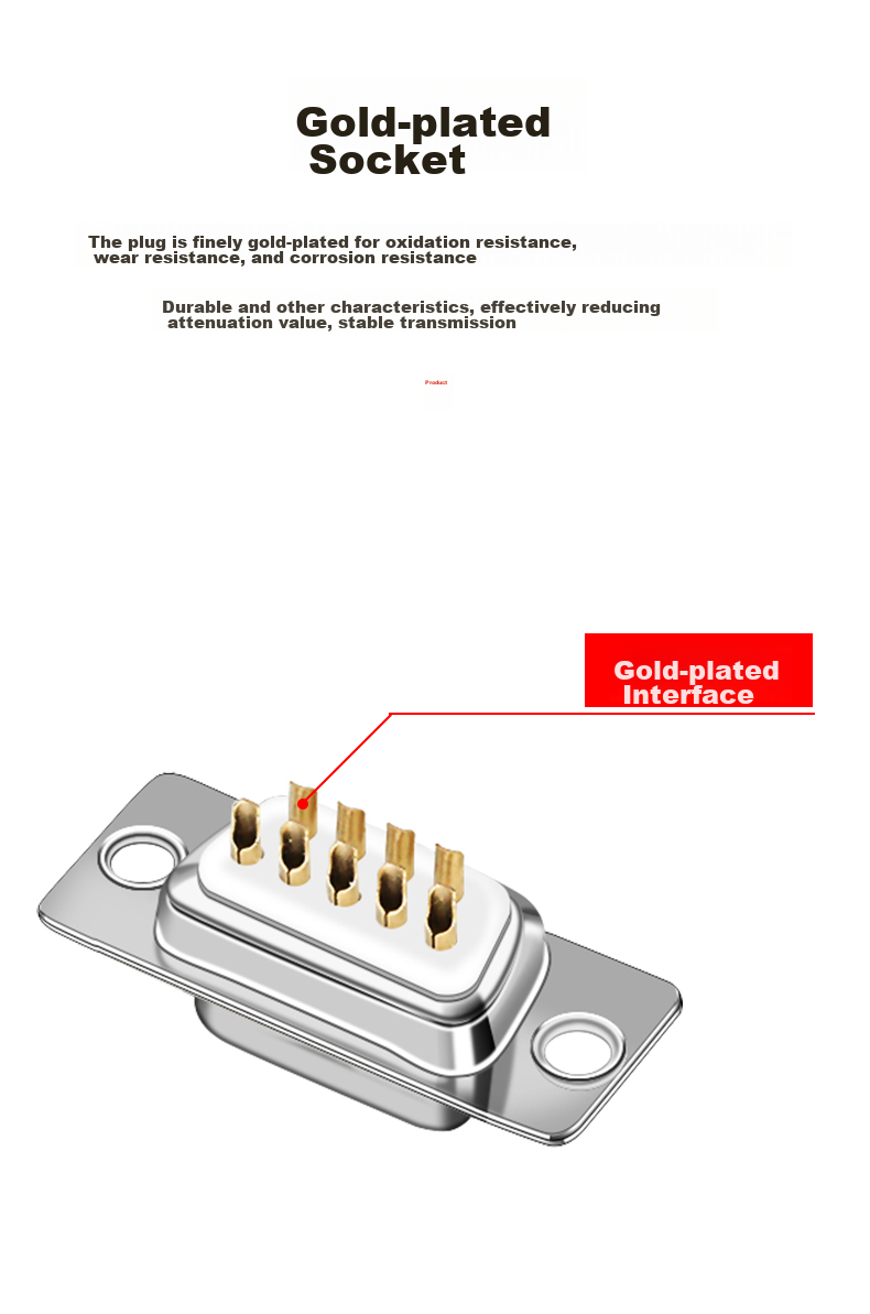 ZONWAN Nine-Pin Serial Port Head DB9 Solder Female Connector, RS232/485 Plug Solder Wire Gold-Plated Female Connector, 2-Pack ZW-DB9 6
