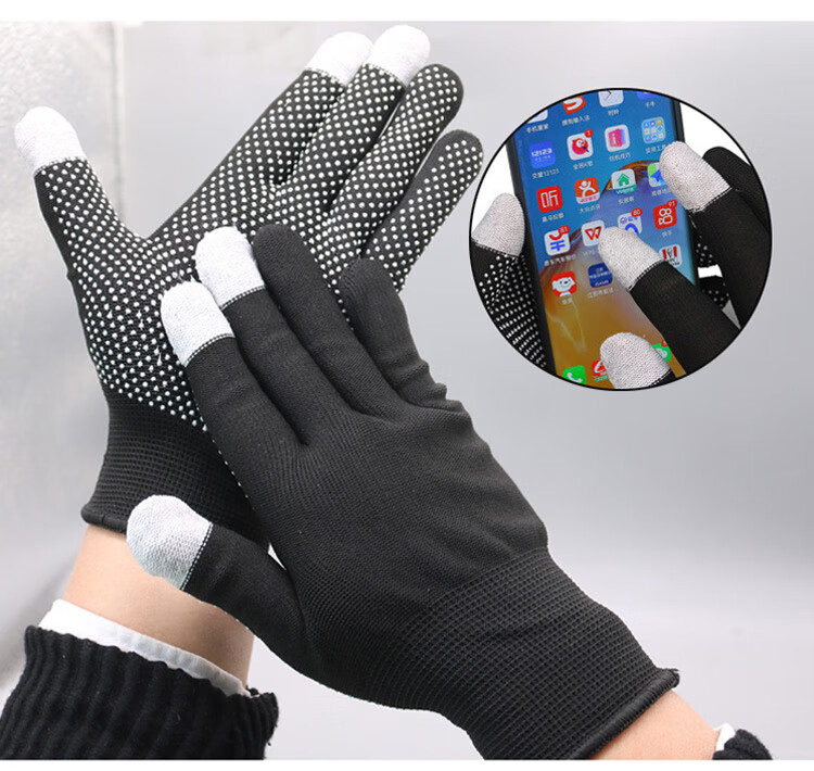 Lugong Thick 600G Nylon Yarn Knitted Durable Gloves, Non-Slip Lightweight Breathable, for Factory Labor Construction Work, Household Machinery Repair Moving, Hand Safety Protection 12 Pairs 9