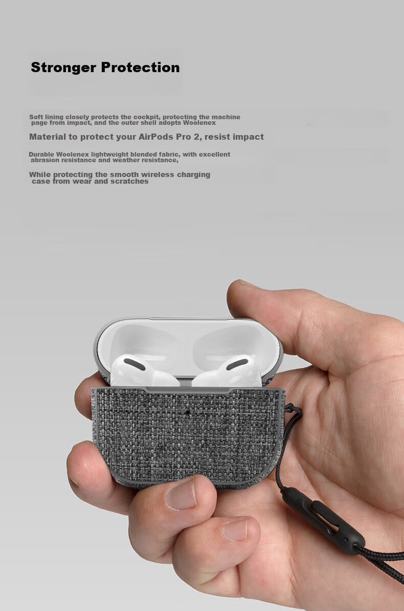 INCASE Case Compatible with AirPods Pro 2nd Generation, Protective Cover for Apple AirPod Pro 2nd Gen Earphones, Wool Material Shockproof Full Coverage Trendy Protective Case with Texture, Black 4