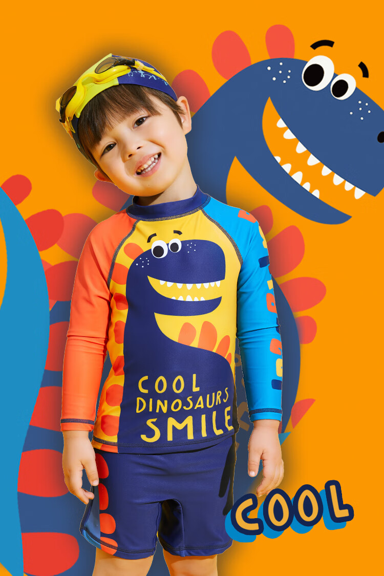 Sulang UPF50+ Sun Protection | 20% Spandex High-Elastic Long-Sleeve And Pants Children's Boys Swimwear Dinosaur Walking Pants 110 1