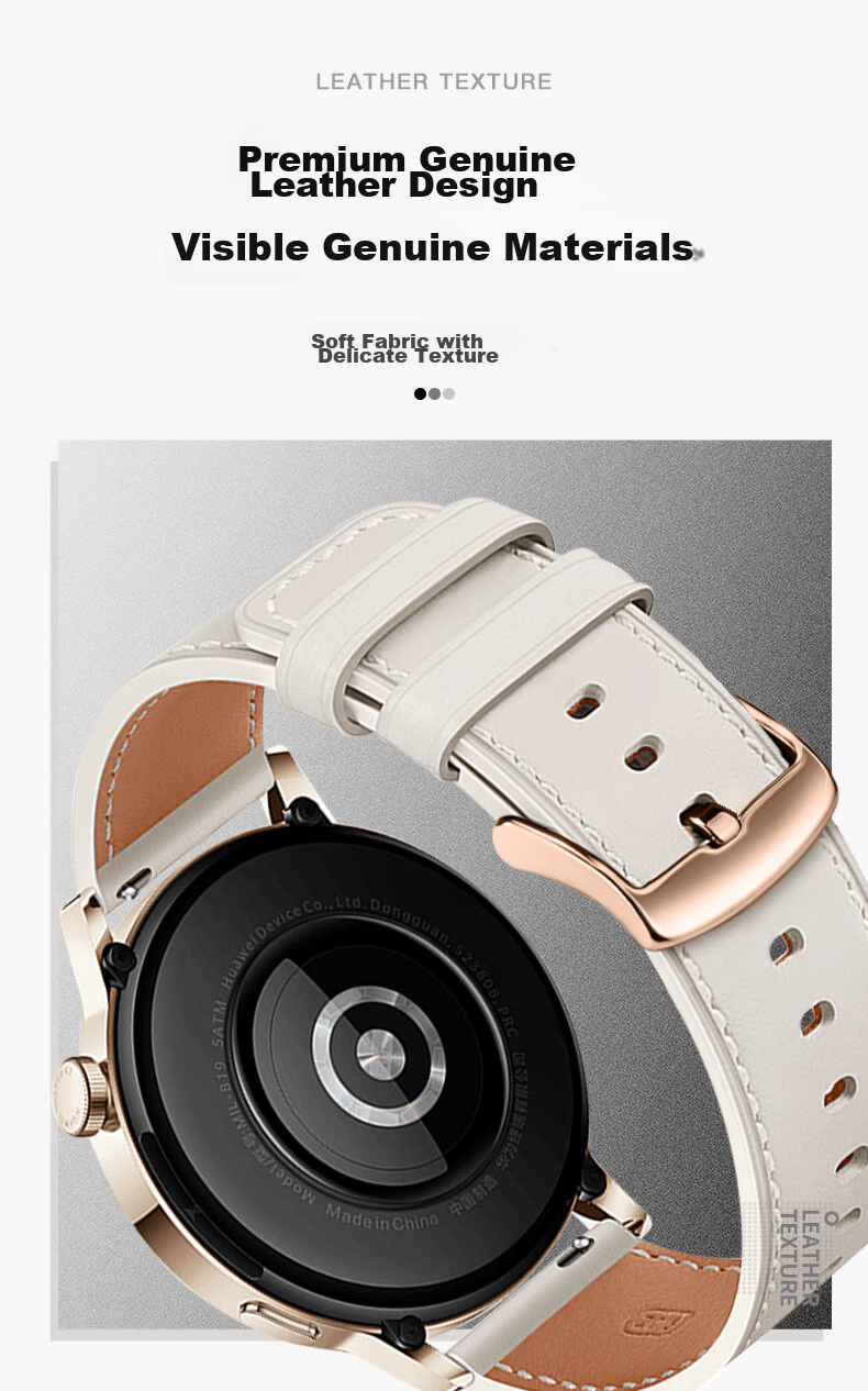 Weiqiantu Leather Watch Strap Compatible with Huawei Watch GT3/GT2/42MM GT3Pro/20mm, Women's Style, Universal for 42/43mm Watch Faces [Elegant White] 3