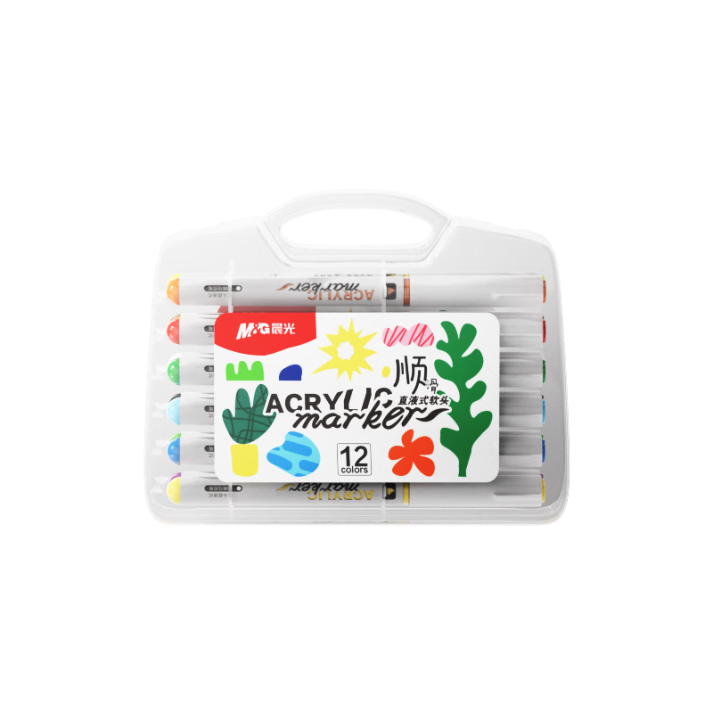 M&G Stationery, 12 Colors, Direct Liquid Soft Tip Acrylic Markers, Student Watercolor Pens, Drawing Brushes, Painting Pens, Colored Pens, Birthday Gift, APMT80F4