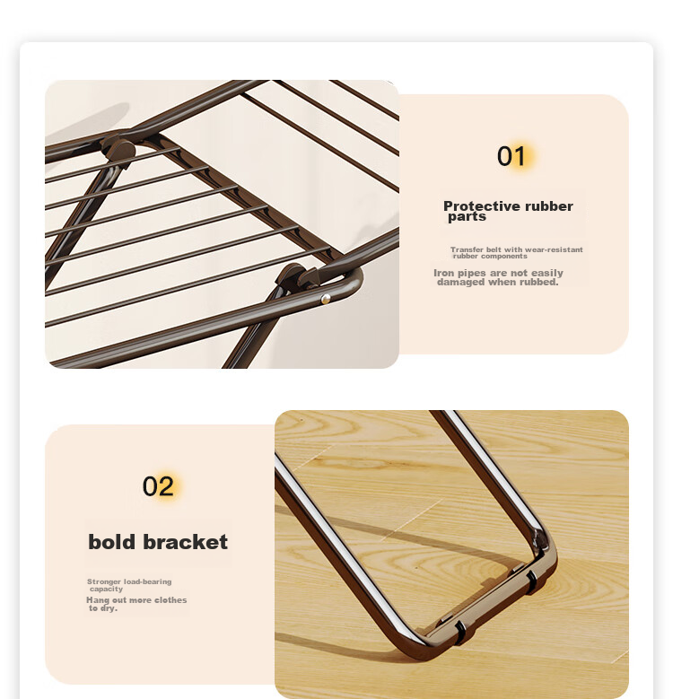 QIAONAMEI Foldable Clothes Drying Rack, No Installation Required, Balcony Quilt Drying Stand, Clothes Hanger, Model 4262 8