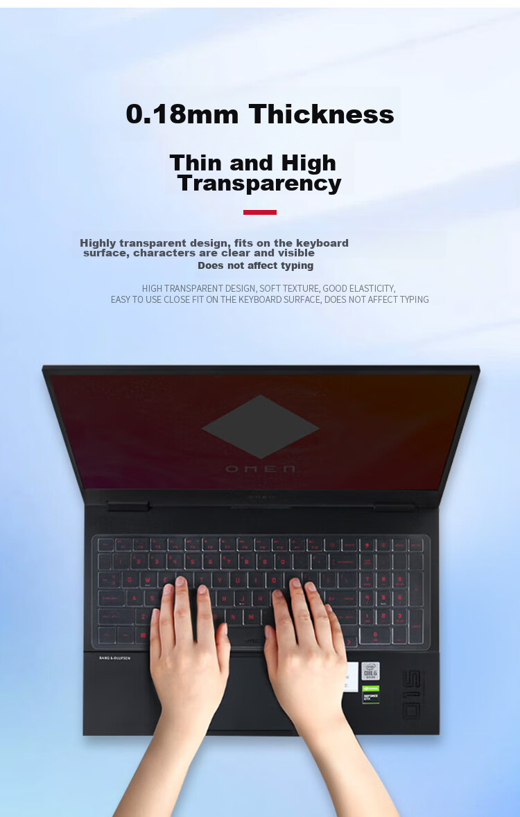 JPLAYER Keyboard Protector for HP Shadow Elf 9 Plus/8 Plus/7 Plus 17.3-Inch Laptop, High Transparency Ultra-Thin Invisible Film, Anti-Dirt Waterproof 3