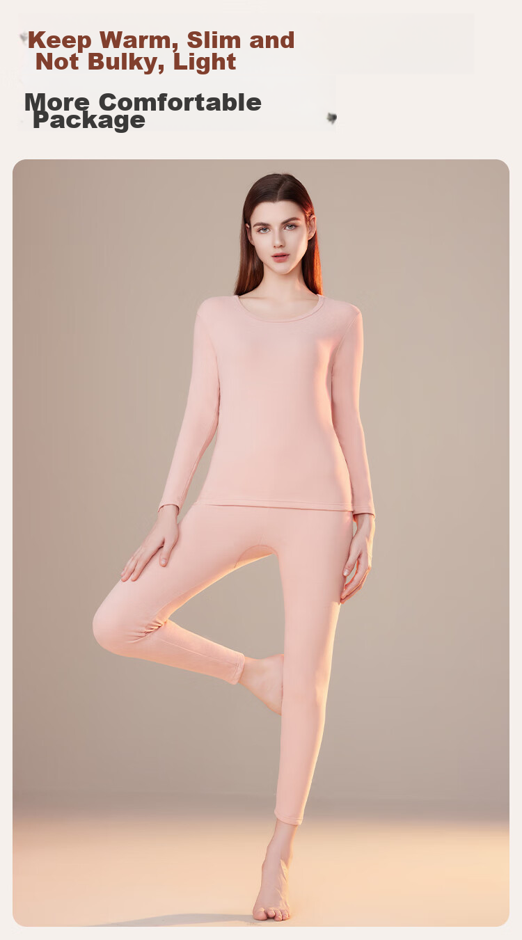 Ordifen [Cashmere And Silk Thickened Set] Winter Women's Thermal Underwear Base Layer Autumn Top And Pants Set, Purple, M 6
