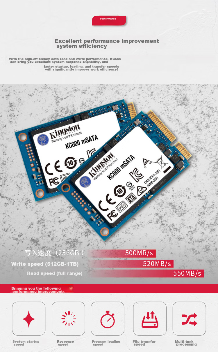 Kingston 512GB SSD, M.2 Interface, KC600 Series, Read Speed up to 550MB/s 2