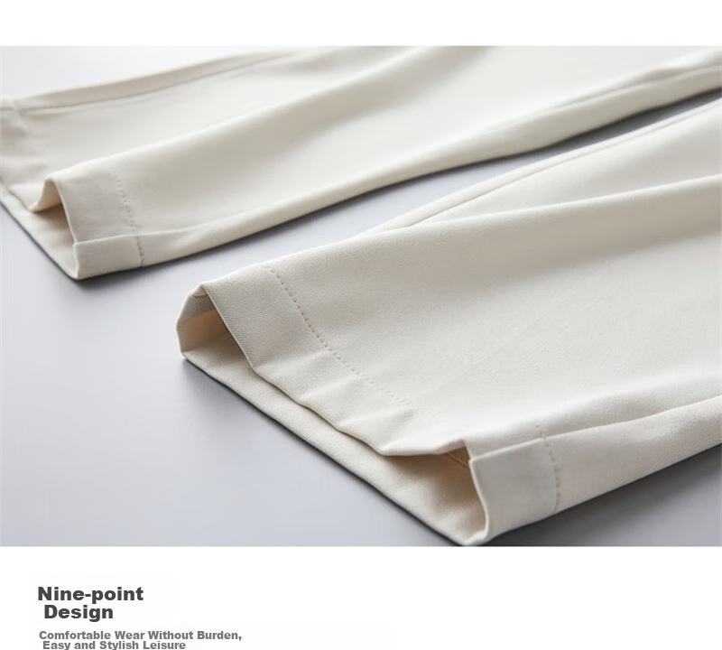 Dme Cropped Pants for Spring And Autumn, New Straight-Leg Suit Pants with Fake Pockets, Casual Trousers for Women, Khaki, S 27