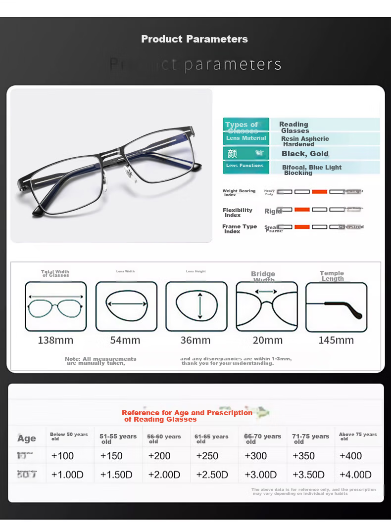 LESCA LUNETIER Reading Glasses for Men, High Definition Ultra-Light Blue Light Blocking Anti-Fatigue Presbyopic Glasses for Women And Elderly, Bifocal Reading Glasses for Me 11
