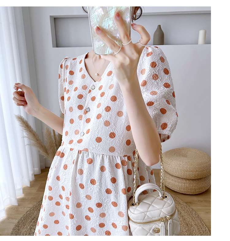 JOYNCLEON Maternity Summer Dress Lightweight Plus Size Loose Polka Dot Floral Long Dress Orange XL Jly157192 21