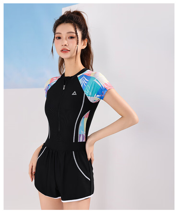 Peak Women's One-Piece Swimsuit, Square Leg, Conservative Professional Sports, Plus Size, Tummy Control, Slimming, Pink, XL 15