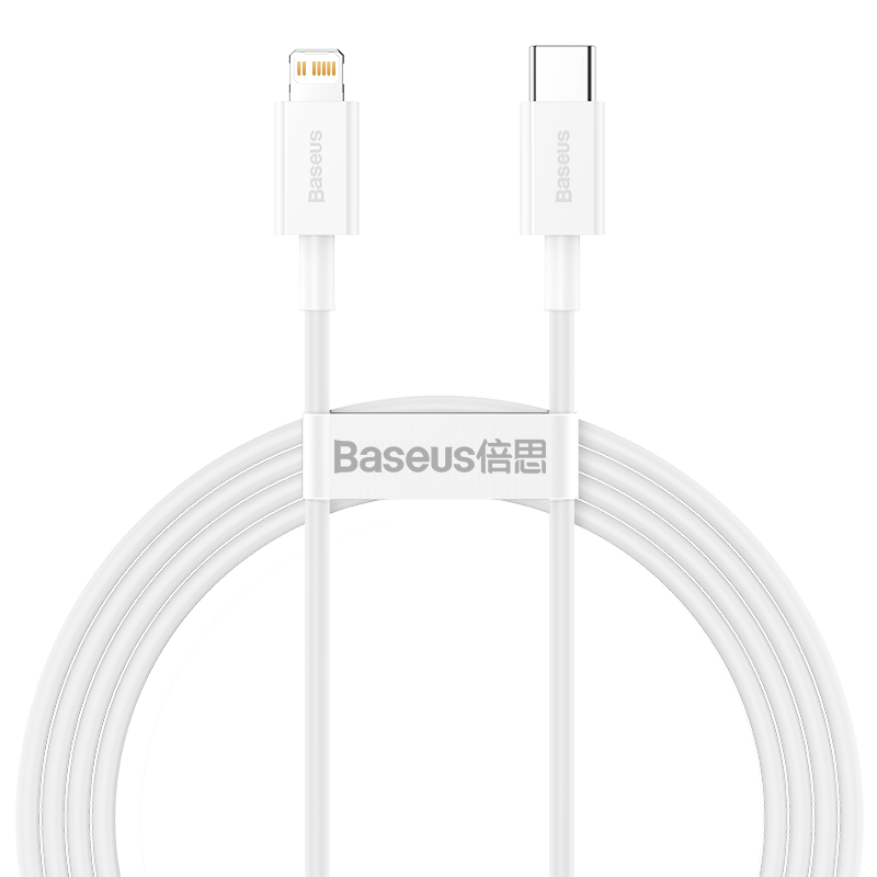 Baseus Apple PD20W Fast Charging Data Cable Compatible with IPhone 13/12/11/X/SE2/XS/8 Plus Charger Cable, 1.5 Meters, White