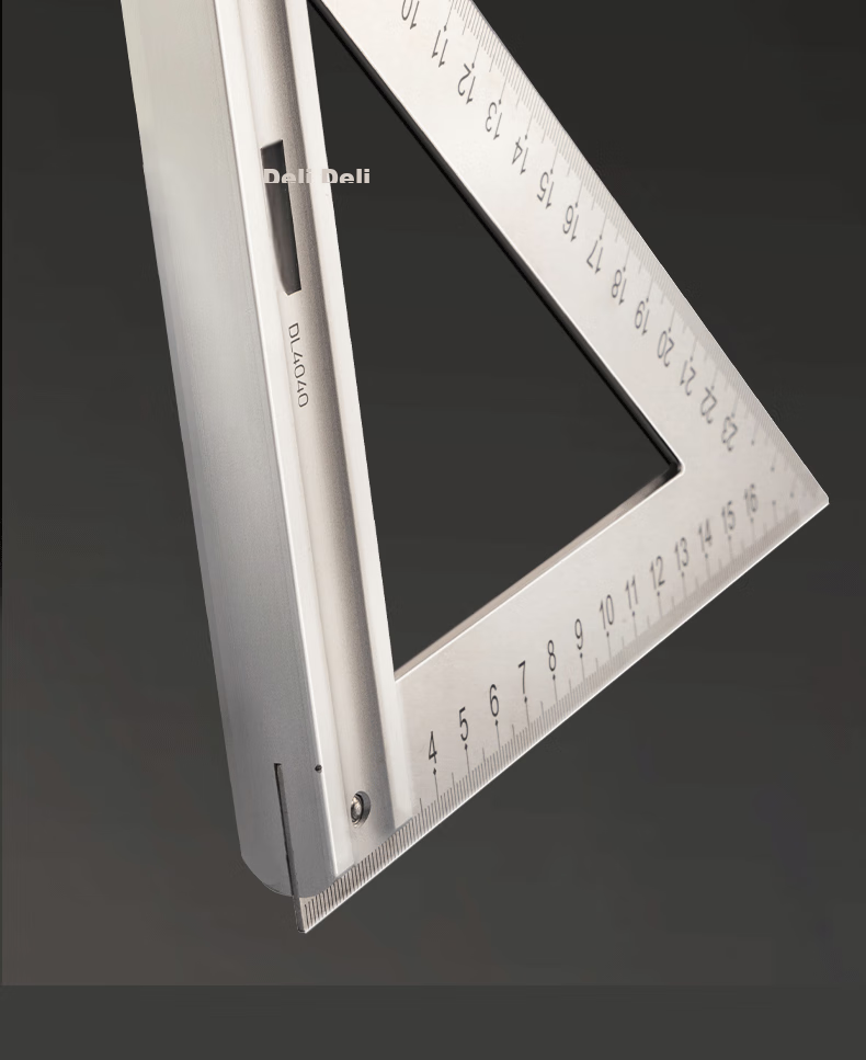Deli Stainless Steel Right Angle Ruler, Triangular Ruler, Measuring Ruler for Steel Plates, Thickened 45-Degree Steel Plate Ruler, 200mm 8