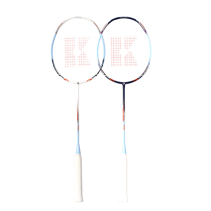 KUMPOO Badminton Racket, Full Carbon Fiber, Lightweight, Easy to Control, Durable, Balanced for Attack And Defense, Couple's Pair Racket C920, Deep Sea Blue + Sky Blue