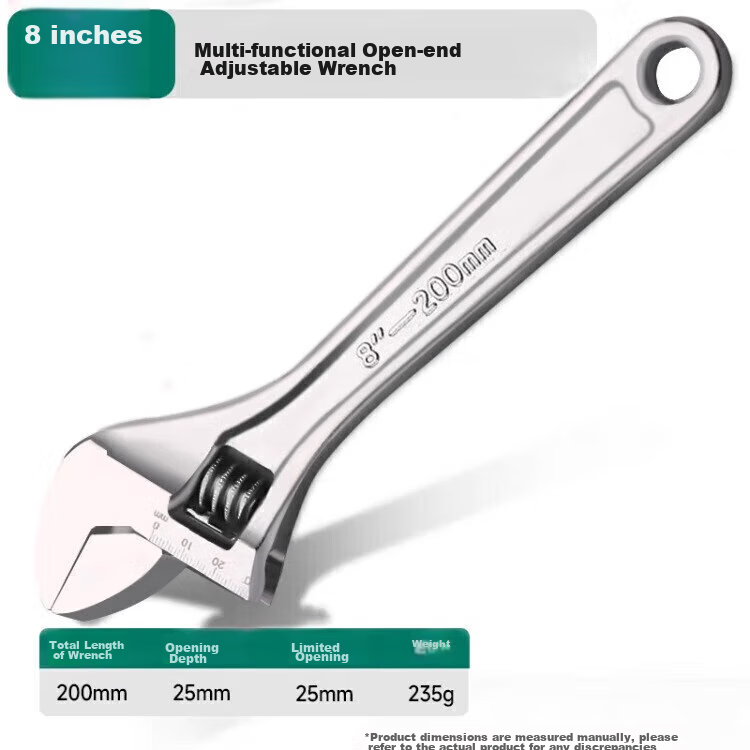 GREENER Adjustable Wrench, 6-Inch Household Set, Universal Open-End Wrench, Wide-Mouth Multi-Functional Plumbing Adjustable Wrench