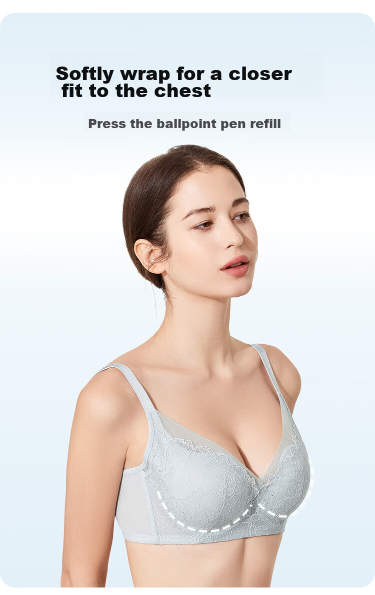 Ordifen 26 New Women's Underwear, Lightweight, Slimming, Perforated Cups, Breathable, Soft Wireless, Seamless, Low-Collar Bra Set XB4206 3