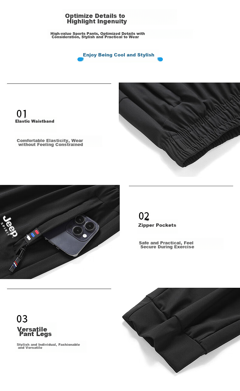 JEEP SPIRIT Casual Pants, Summer Ice Silk Trousers, Breathable Quick-Dry Versatile Lightweight Casual Sports Pants, Black Ankle-Tied, 5XL 10