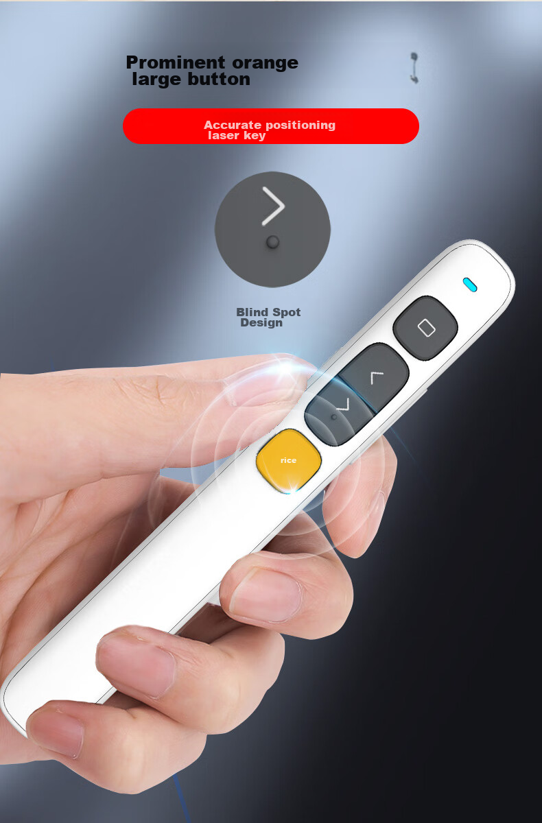 NORWII 100-Meter Remote Control PPT Seewo Page-Turning Pen for Teachers, Button Laser Pointer, Multimedia Volume Control, Wireless Presenter, Projection Pen N29 Red Light White 3
