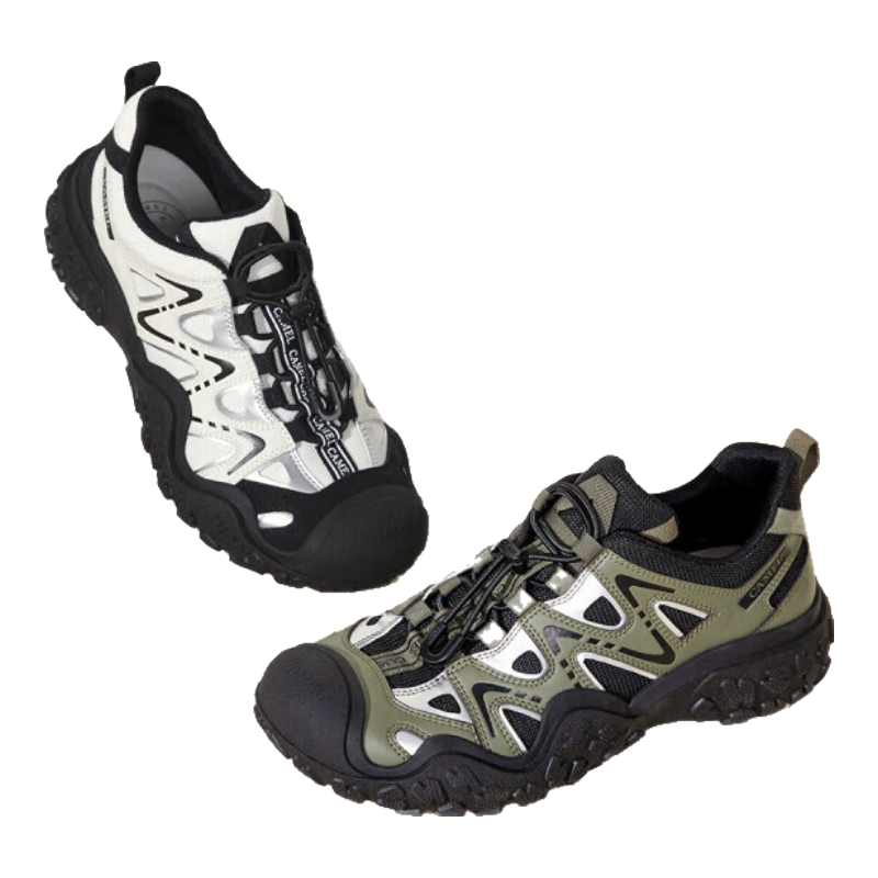CAMEL Men's Wading Shoes with Contrasting Color Splicing And Lace-Up Outdoor Footwear L24S076620M Beige/black/silver (Men's Style) Size 41