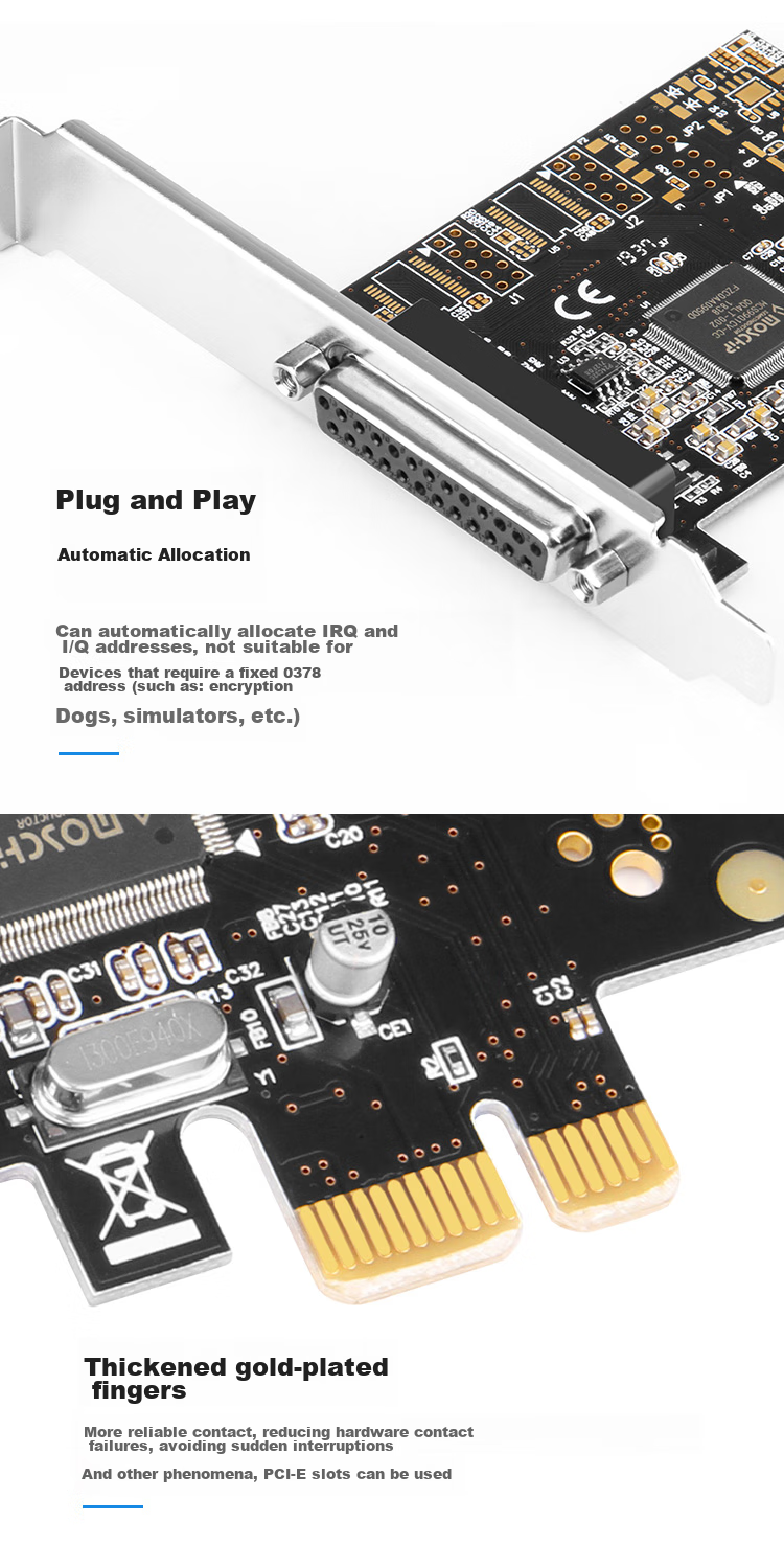 MOGE PCIExpress X1 to Parallel Port Expansion Card MC2336 Printer Port Adapter Card LPT Printer Parallel Port Adapter Card 3