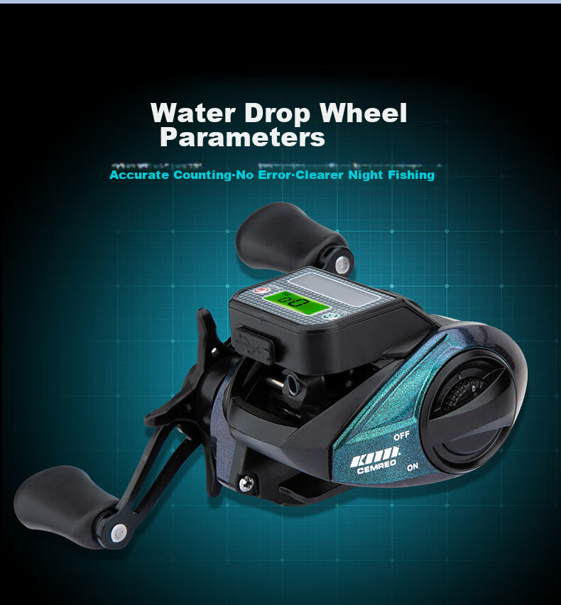 Kemailei Digital Display Lure Fishing Reel with Magnetic Water Drop Wheel, Solar USB Rechargeable, Suitable for Raft Fishing, Bridge Fishing, Boat Fishing, And Fishing Line Reel - Right 7